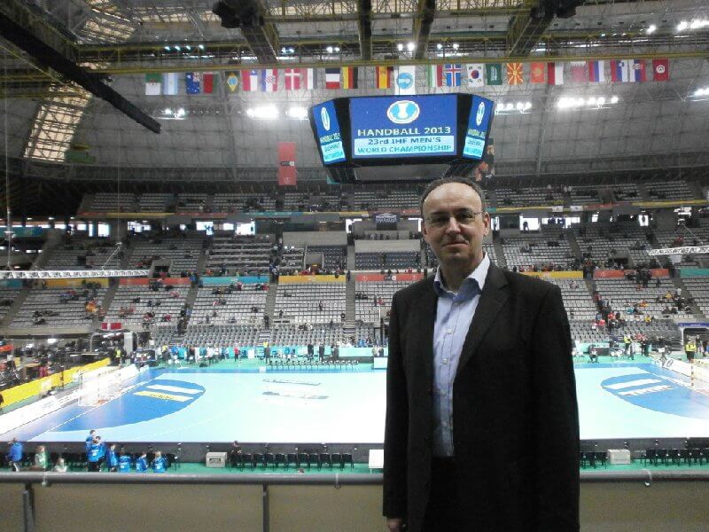 Handball-WM 2013 in Spanien: SPORT4Final - Redakteur Frank Zepp im Palau Sant Jordi in Barcelona am 27. Januar 2013 - Foto: SPORT4Final