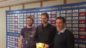 HC Leipzig: Pressekonferenz - Das Trainerteam der neuen Saison: Norman Rentsch, Wieland Schmidt, Max Berthold am 28.01.2014 - Foto: SPORT4Final