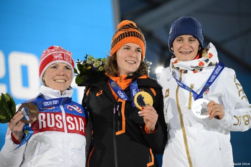 Sotchi 2014: Eisschnelllaufen 3.000 m Frauen - Irene WUST (NED), Martina SABLIKOVA (CZE), Olga GRAF (RUS) - Foto: Sochi 2014 Olympic Winter Games
