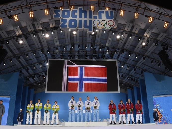Sotchi 2014: Nordische Kombination Team Siegerehrung - Foto: Sochi 2014 Olympic Winter Games