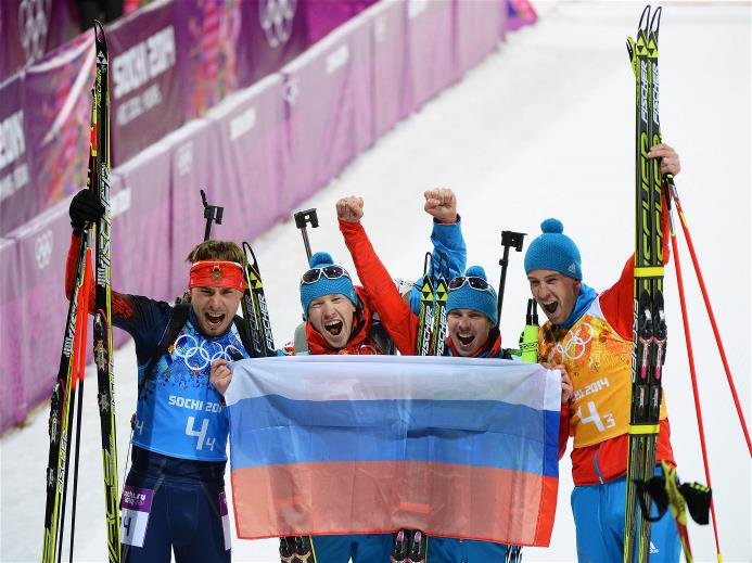 Sotchi 2014: Biathlon 4 x 7,5 km Staffel Männer - Russland wird Olympiasieger - Foto: Sochi 2014 Olympic Winter Games