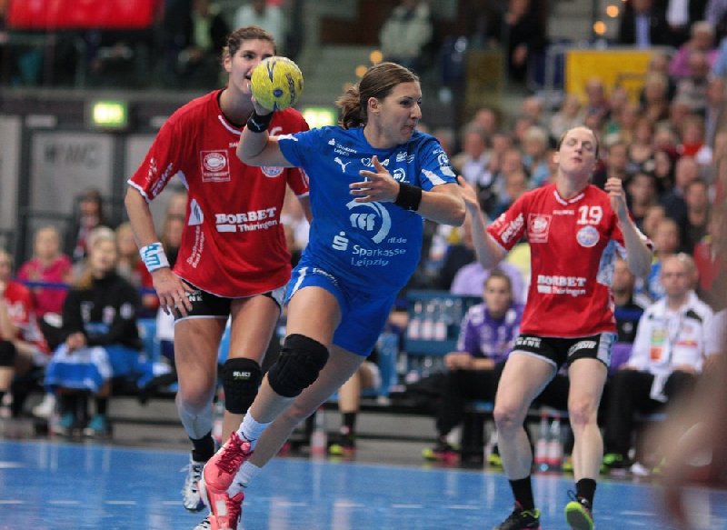 Derbyeinsatz in Thüringen - HC Leipzig-Kapitän Karolina Kudlacz - Foto: Sebastian Brauner