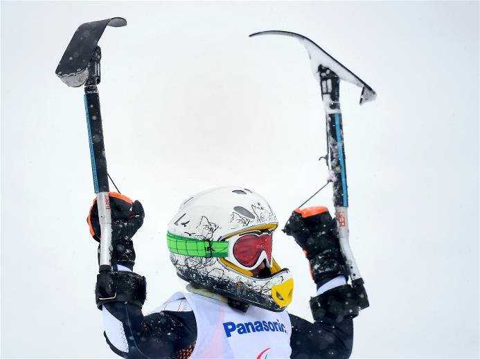 Sotchi 2014 Paralympics: Silbermedaillengewinnerin Anna-Lena Forster   im Ziel - Foto: Sotchi 2014 Paralympic Winter Games