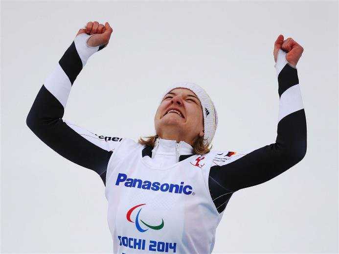 Sotchi 2014 Paralympics: Silbermedaillengewinnerin Anna-Lena Forster im Ziel - Foto: Sotchi 2014 Paralympic Winter Games