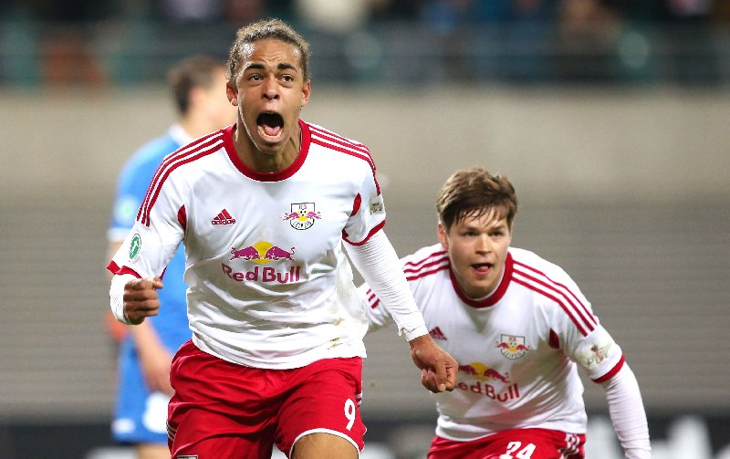 RB Leipzig vs. 1. FC Heidenheim - Yussuf Poulsen und Dominik Kaiser (RB Leipzig) - Foto: GEPA pictures/Roger Petzsche