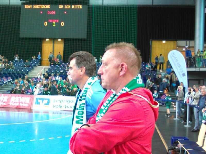 Heiner Brand und Michael Biegler coachten das „Team Kretzsche“ beim „Prolog-Spiel“ am 10. Mai 2014 in der Arena Leipzig - Foto: SPORT4Final