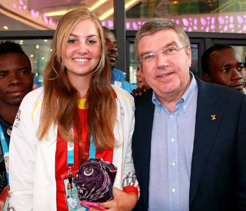Olympische Jugendspiele Nanjing 2014: Schlussfeier als Fest der Farben, Klänge und Lichter - Golferin Olivia Cowan diskutierte mit IOC-Präsident Thomas Bach in der „Youth Session" - Foto: DOSB