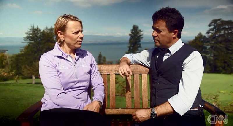 CNN „Living Golf“: Annika Sorenstam im Interview bei den Evian Championships - Annika Sorenstam und Shane O'Donoghue - Foto: CNN International "Living Golf"