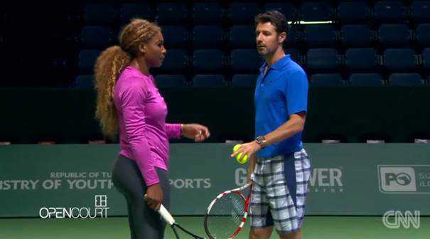 CNN „Open Court“ mit Pat Cash aus Monte Carlo und „schlauen Schlägern“ - Serena Williams und ihr Coach Patrick Mouratoglou - Foto: CNN International "Open Court"