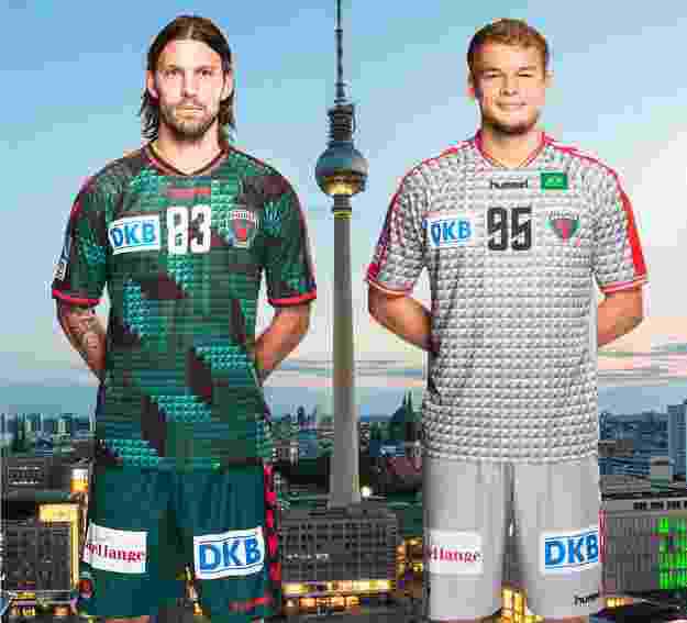 Fredrik Petersen und Paul Drux - Füchse Berlin mit neuen Trikots für Saison 2015/2016 - Foto: Füchse Berlin