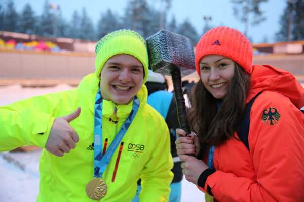 Olympische Jugend-Winterspiele Lillehammer 2016: Gold-Tag für Deutschland - Jonas Jannusch und Laura Nolte - Foto: DOSB