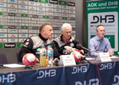 Michael Biegler, Wolfgang Sommerfeld und Tim Oliver Kalle - Handball WM 2017 Deutschland - DHB-Pressekonferenz am 7. Dezember 2017 in Leipzig - Foto: SPORT4FINAL