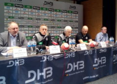 Handball WM 2017 Deutschland - DHB Pressekonferenz am 11.12.2017 - Andreas Michelmann, Michael Biegler, Wolfgang Sommerfeld, Axel Kromer und Tim Oliver Kalle - Foto: SPORT4FINAL