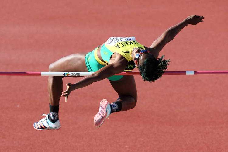Kimberly Williamson vom Team Jamaica tritt am fünften Tag der Leichtathletik-Weltmeisterschaften Oregon22 im Hayward Field am 19. Juli 2022 in Eugene, Oregon, im Hochsprungfinale der Frauen an. Copyright: Getty Images for World Athletics