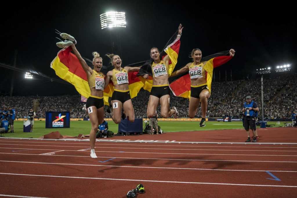 European Athletics Championships München 2022 Olympiastadion - Deutschland Sprint Staffel Frauen - Leichtathletik EM - Copyright: @Munich2022 / Daniel Kopatsch