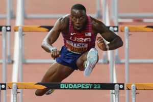 Leichtathletik WM 2023 Budapest 110 M Hürden Grant Holloway - Copyright: Getty Images for World Athletics