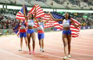 Leichtathletik WM 2023 Budapest 4 x 400 M Frauen Mixed Staffel USA - Copyright: Getty Images for World Athletics