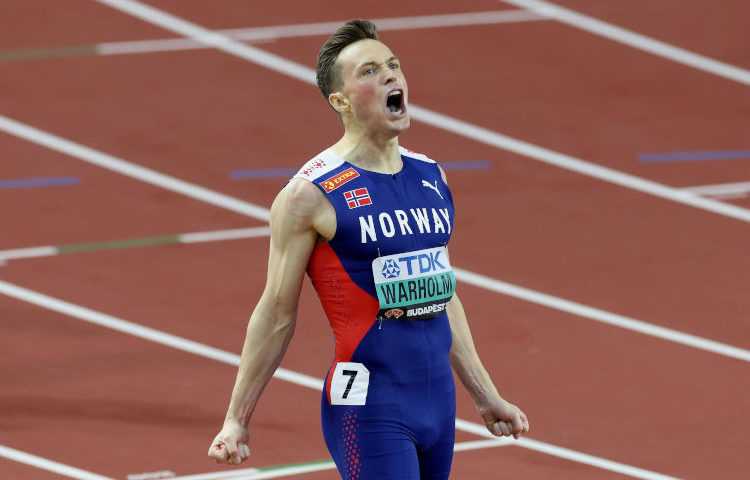 Leichtathletik WM 2023 Budapest 400 Meter Hürden Karsten Warholm - Copyright: Getty Images for World Athletics
