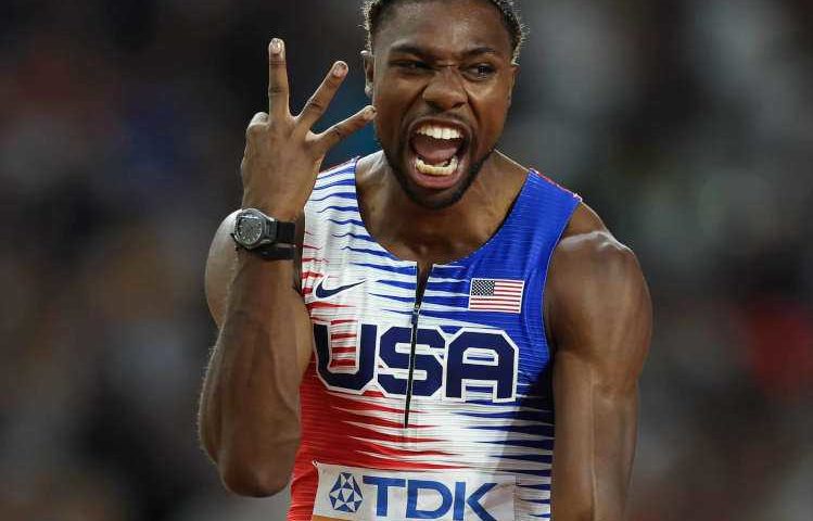 Leichtathletik WM 2023 Budapest Noah Lyles 3-facher Weltmeister - Copyright: Getty Images for World Athletics